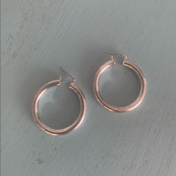 Blue ruby silver hoops - Picture 2 of 2